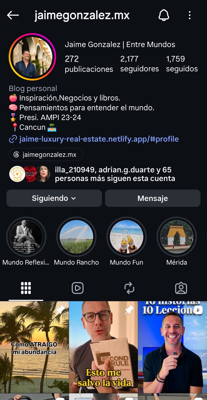 Perfil de Instagram de Jaime González
